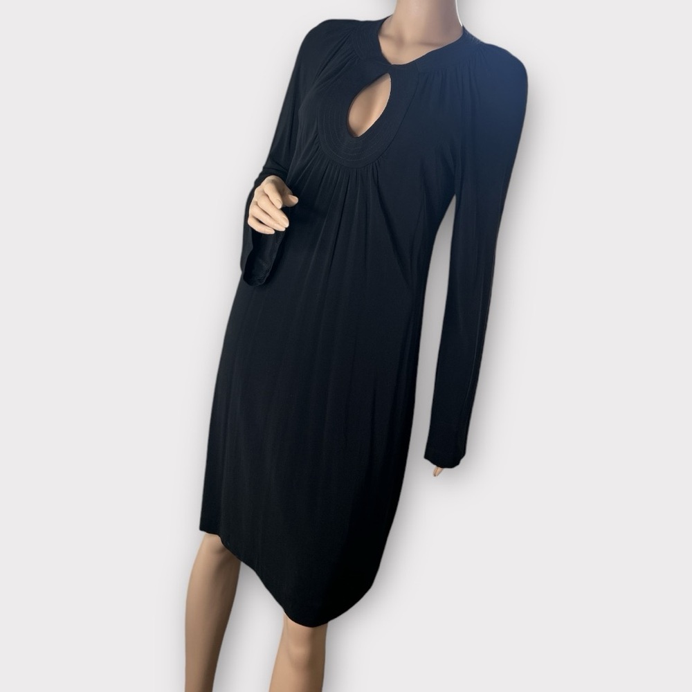 TRINA TURK  Black Stretch Long Sleeve Keyhole Shift Dress Size 6‎